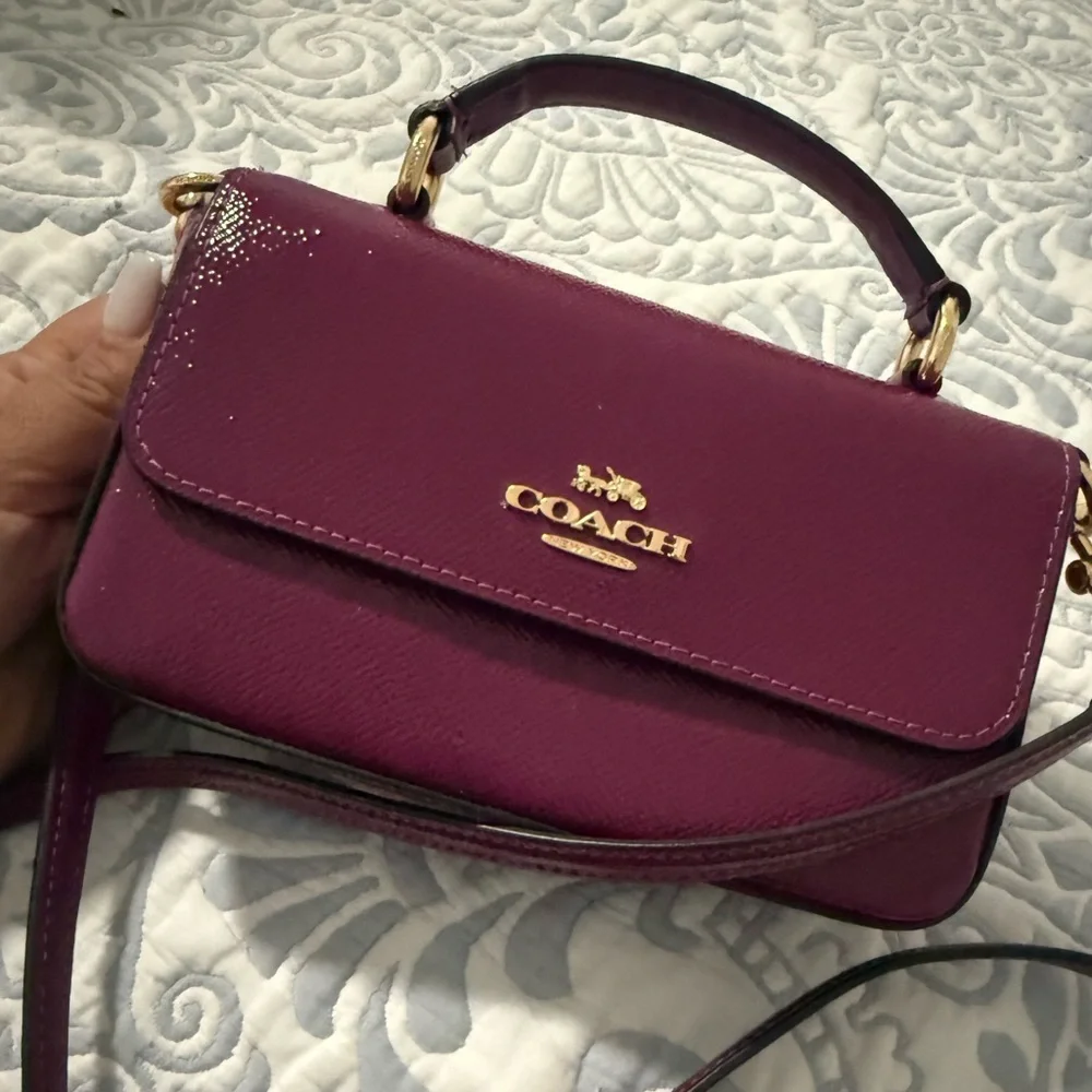 Coach Purple Crossbody Bag with Gold Hardware - Picture 3 of 12